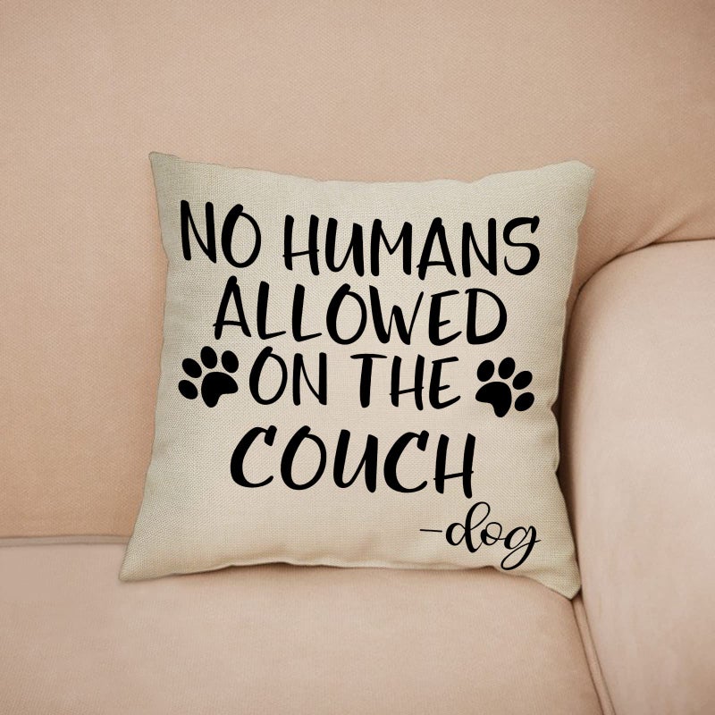 FBCOO No Humans Allowed on The Couch Dog Paw Pattern Decorative Throw Pillow Cover, Dog Lover Gifts Funny Cushion Case Decor Sign, Seasonal Farmhouse Home Pillowcase Decorations for Sofa Couch 18 x 18 - Image 4